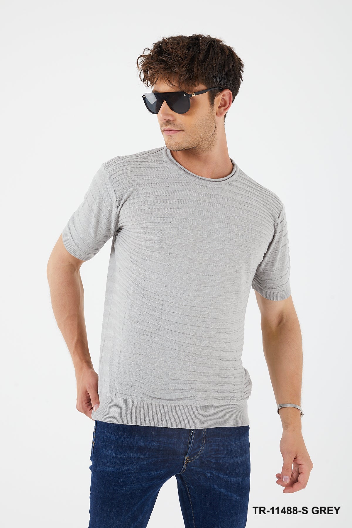 Textured Knit Crewneck T-Shirt TR-11488