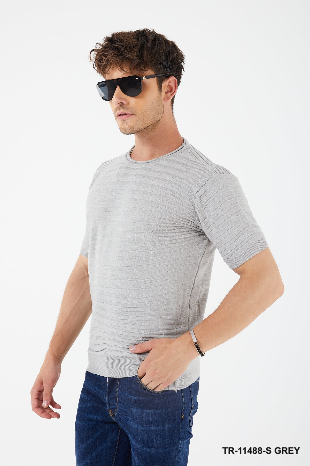 Textured Knit Crewneck T-Shirt TR-11488