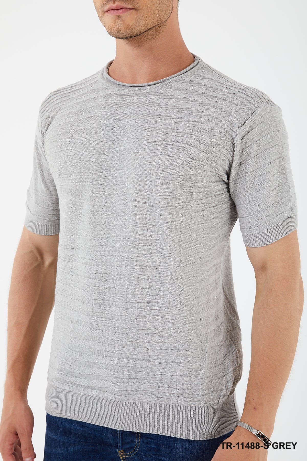 Textured Knit Crewneck T-Shirt TR-11488