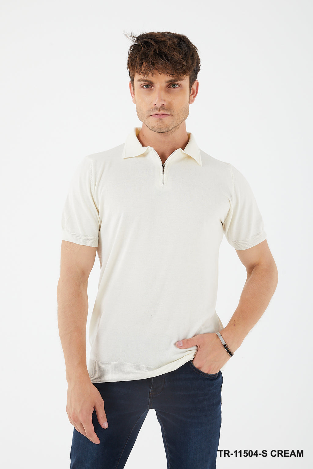 TR Premium Textured Knit Quarter-Zip Polo TR-11504