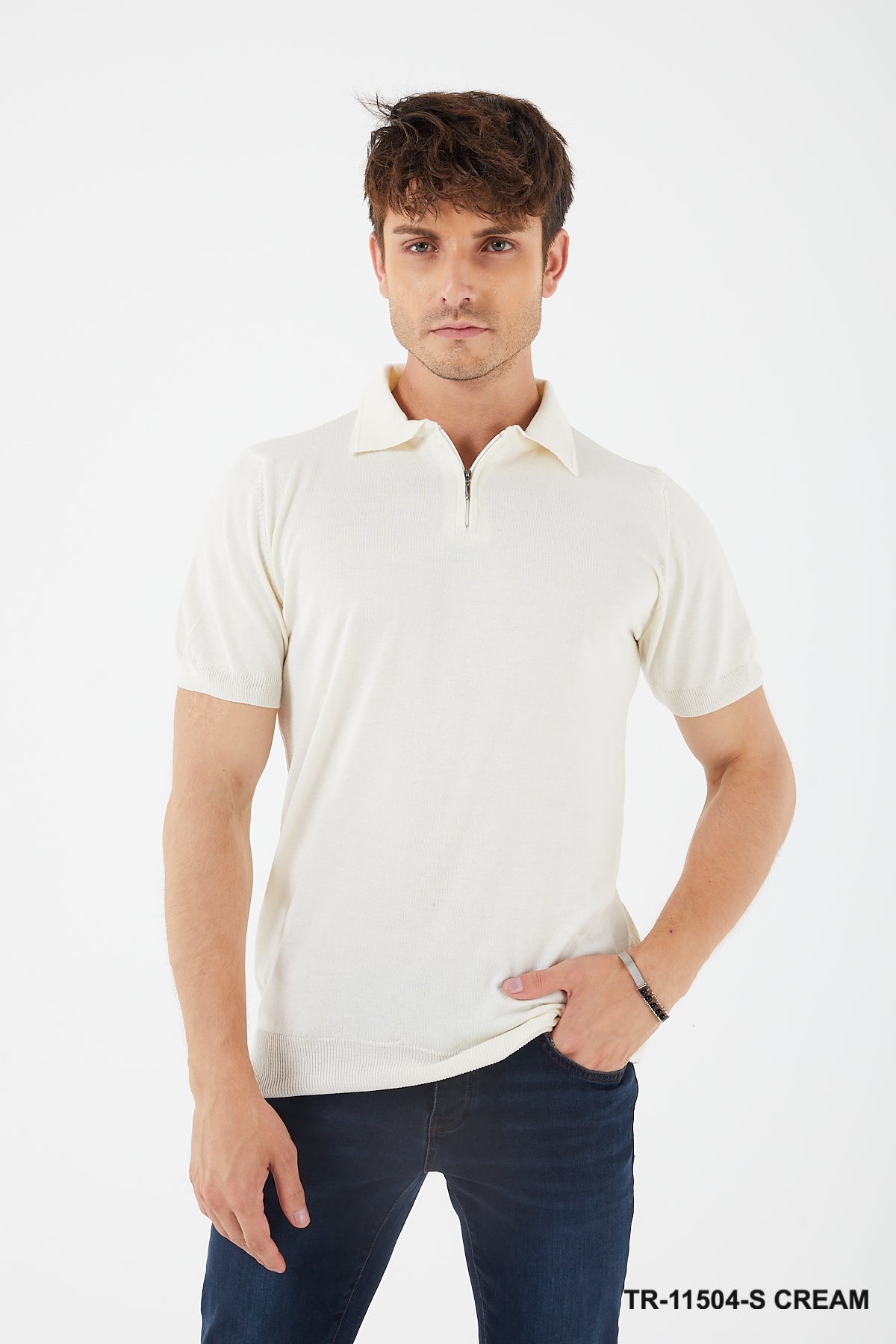 TR Premium Textured Knit Quarter-Zip Polo TR-11504