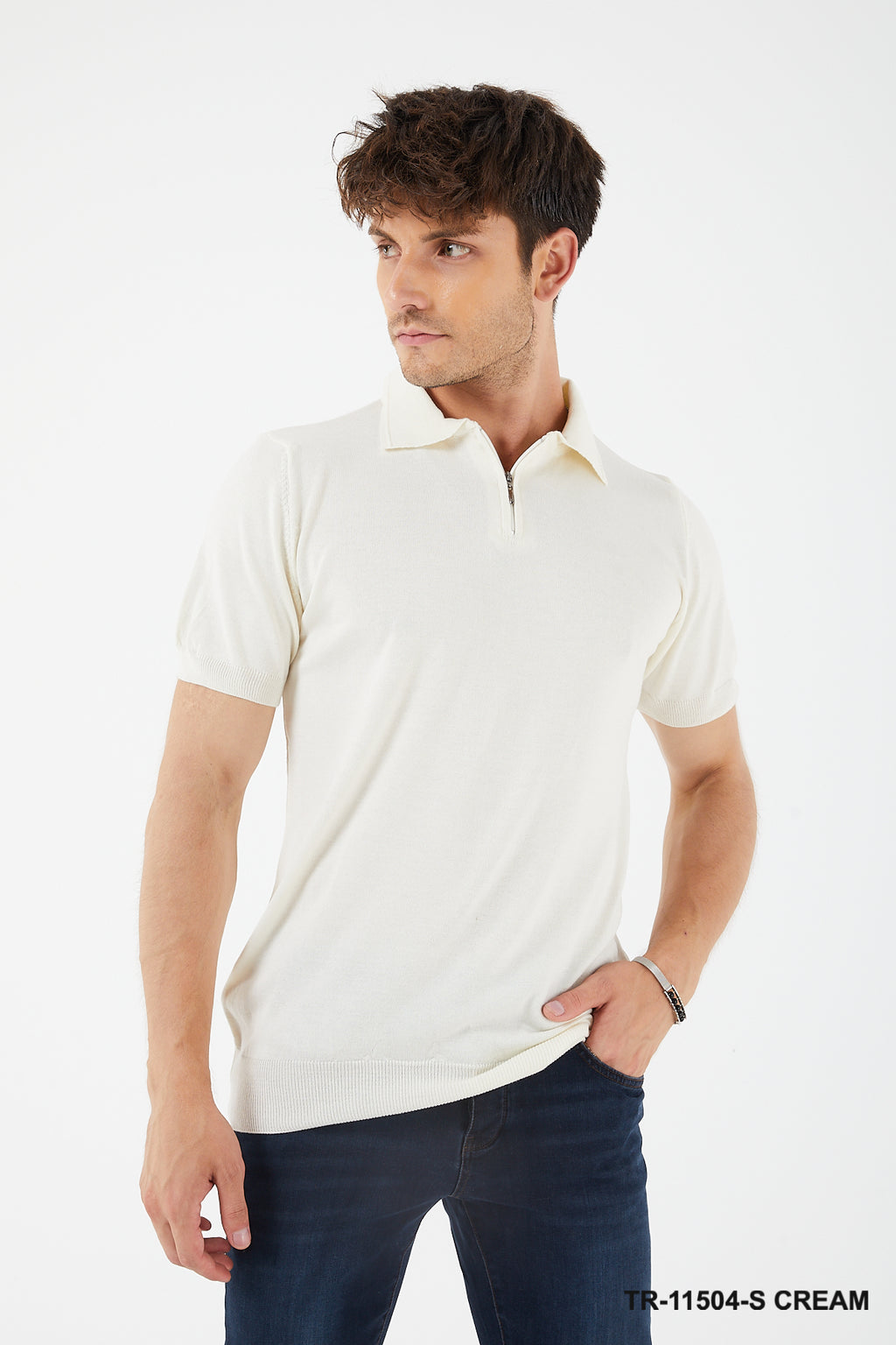 TR Premium Textured Knit Quarter-Zip Polo TR-11504