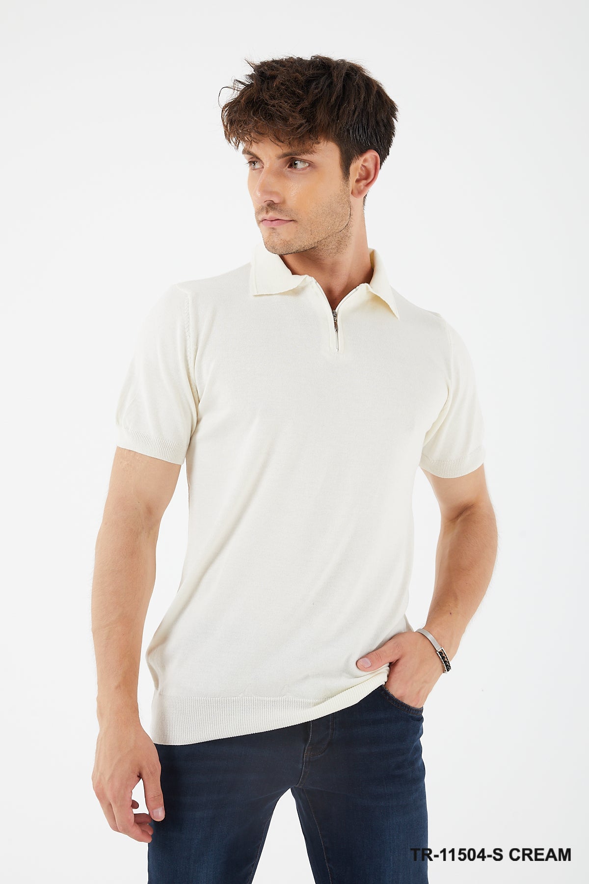 TR Premium Textured Knit Quarter-Zip Polo TR-11504