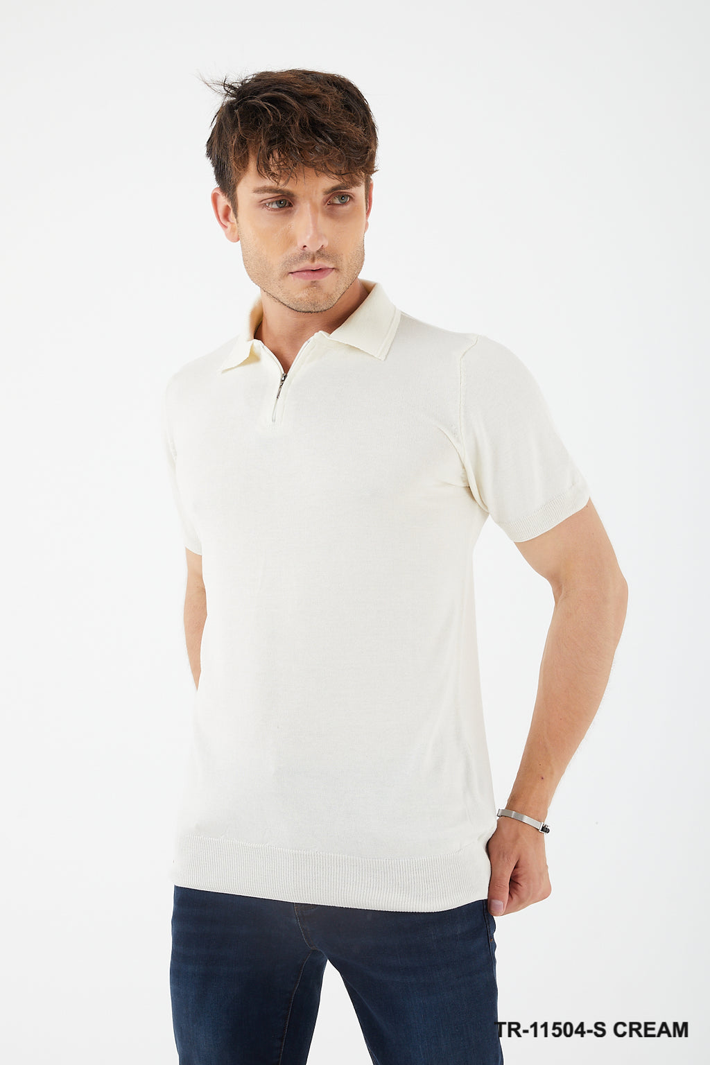 TR Premium Textured Knit Quarter-Zip Polo TR-11504