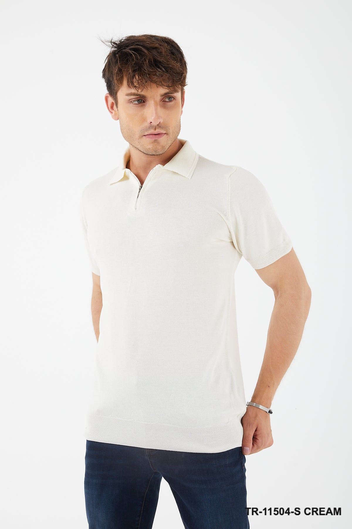 TR Premium Textured Knit Quarter-Zip Polo TR-11504
