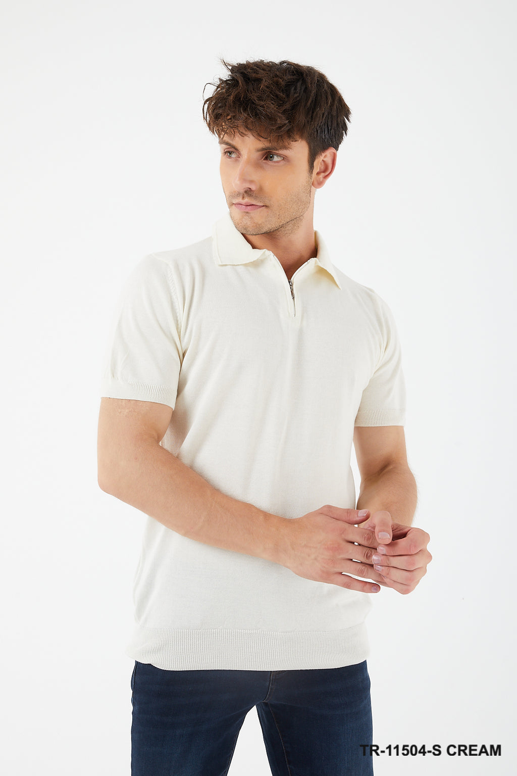 TR Premium Textured Knit Quarter-Zip Polo TR-11504