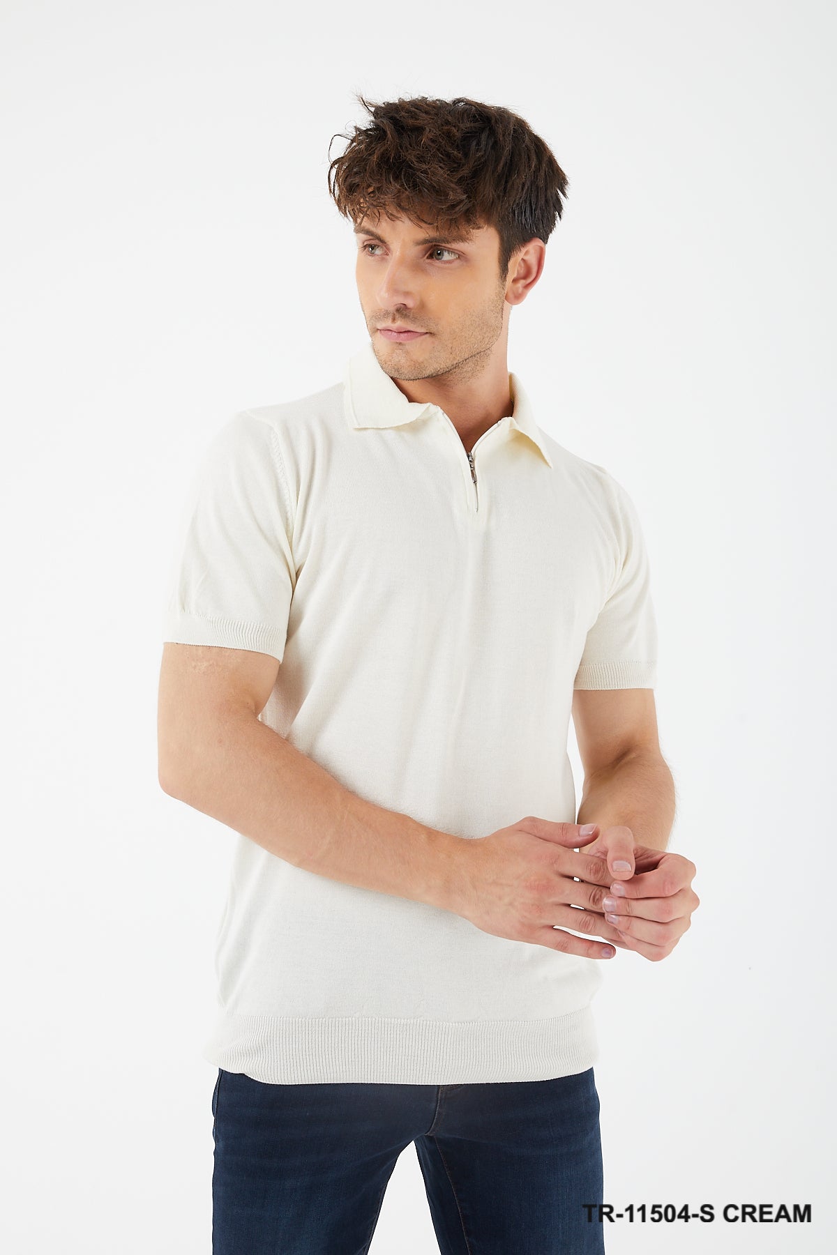 TR Premium Textured Knit Quarter-Zip Polo TR-11504