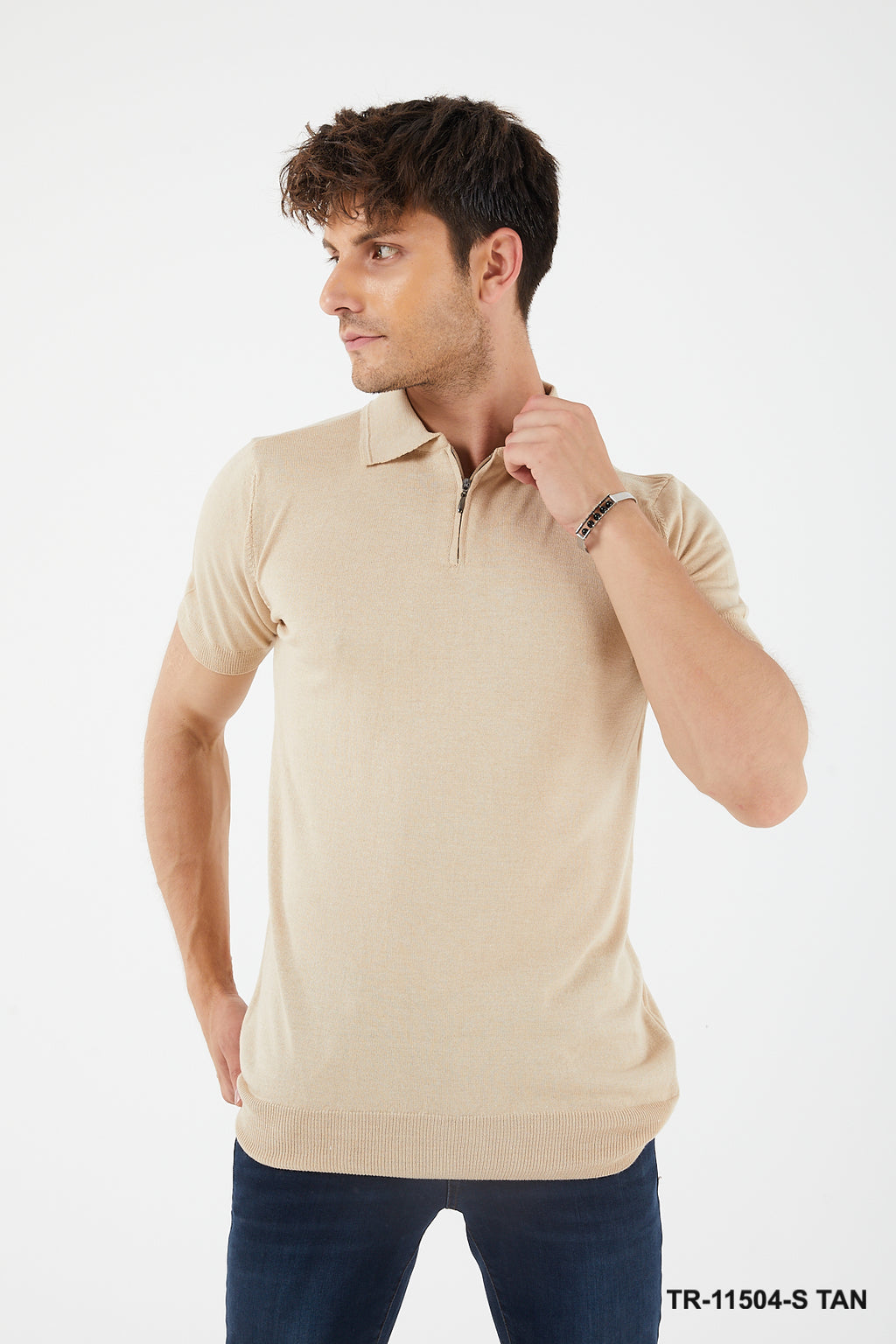 TR Premium Textured Knit Quarter-Zip Polo TR-11504
