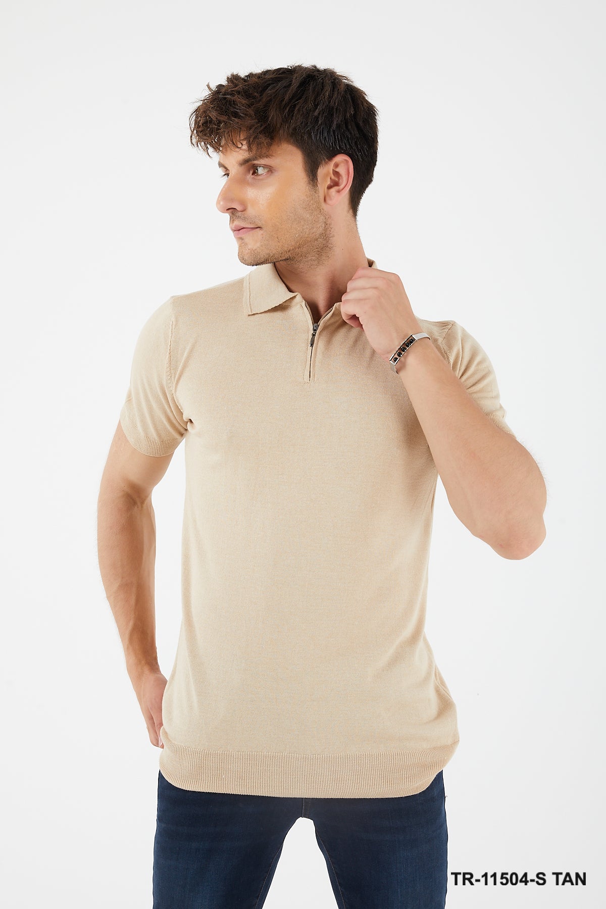 TR Premium Textured Knit Quarter-Zip Polo TR-11504