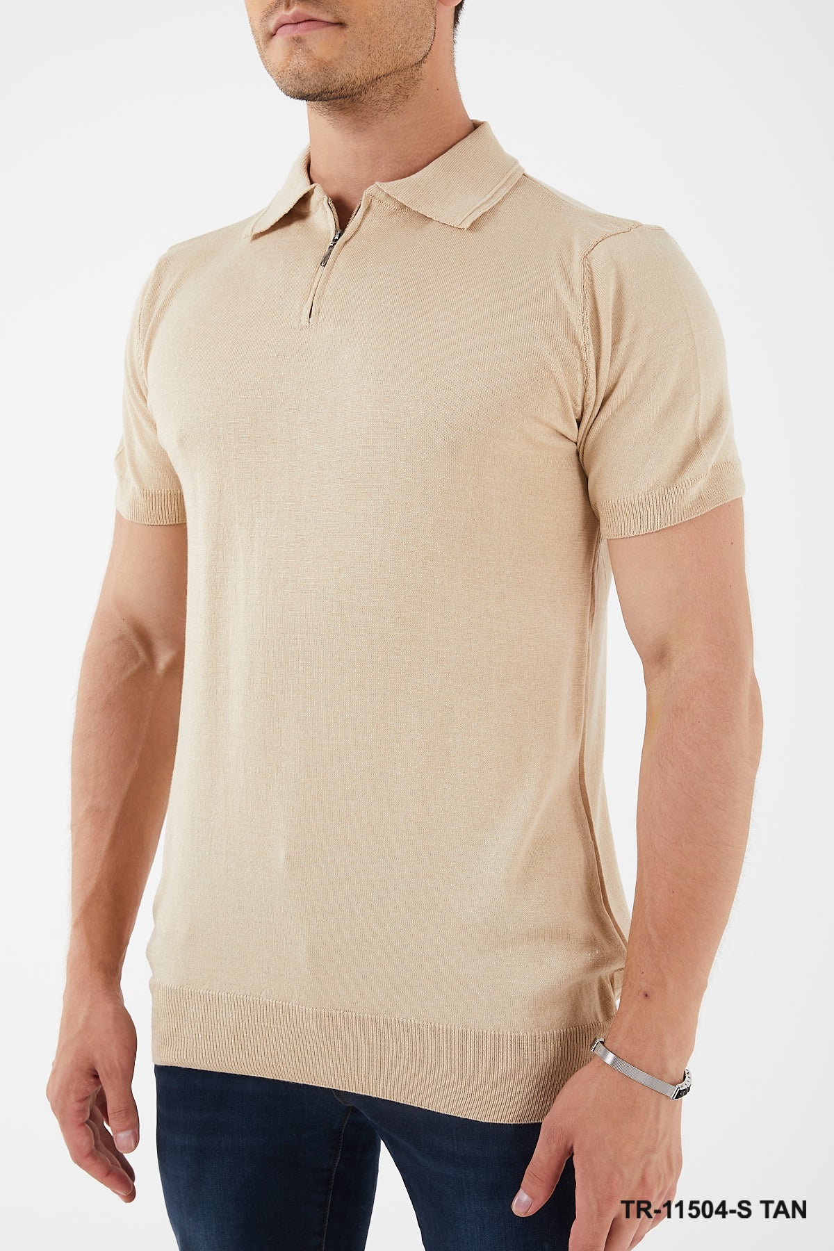 TR Premium Textured Knit Quarter-Zip Polo TR-11504