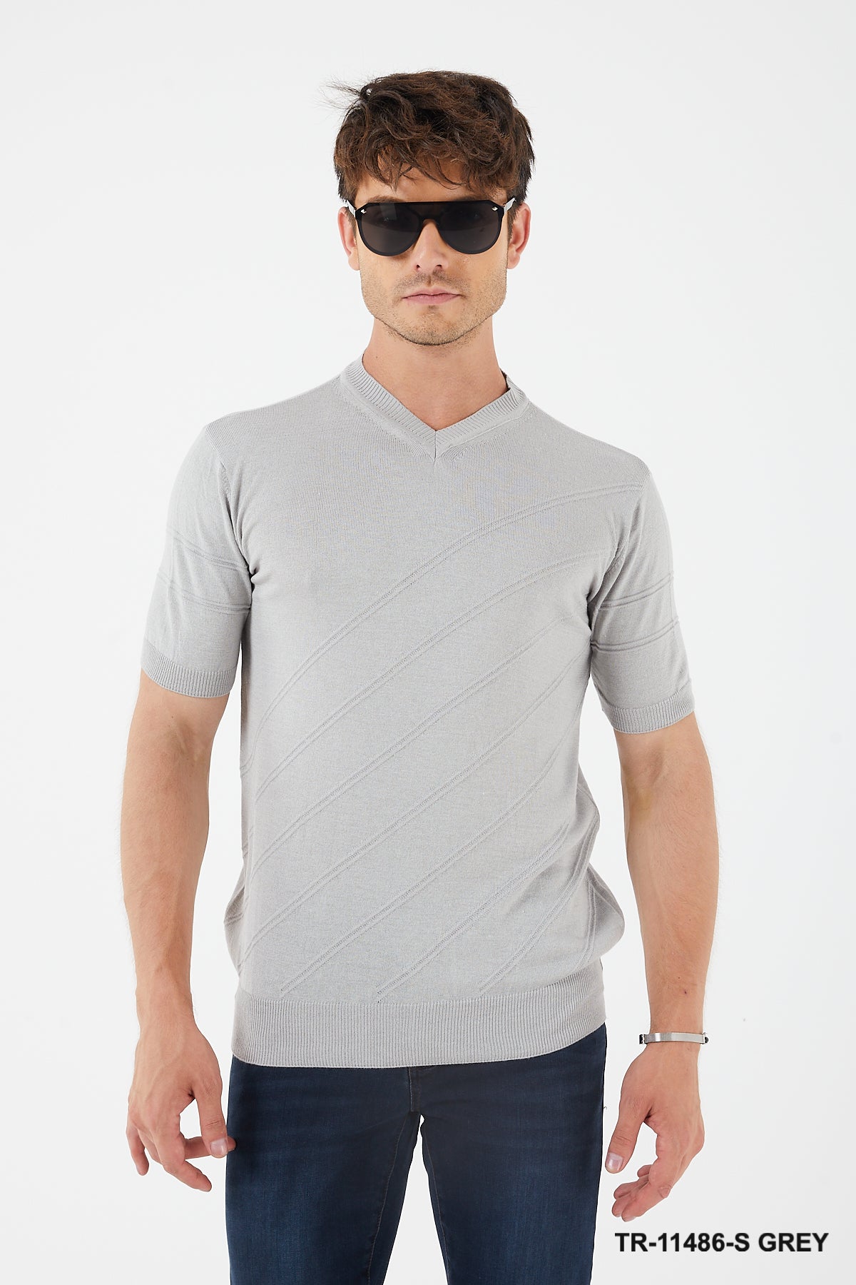 TR Premium - Textured Knit Henley T-Shirt TR-11486