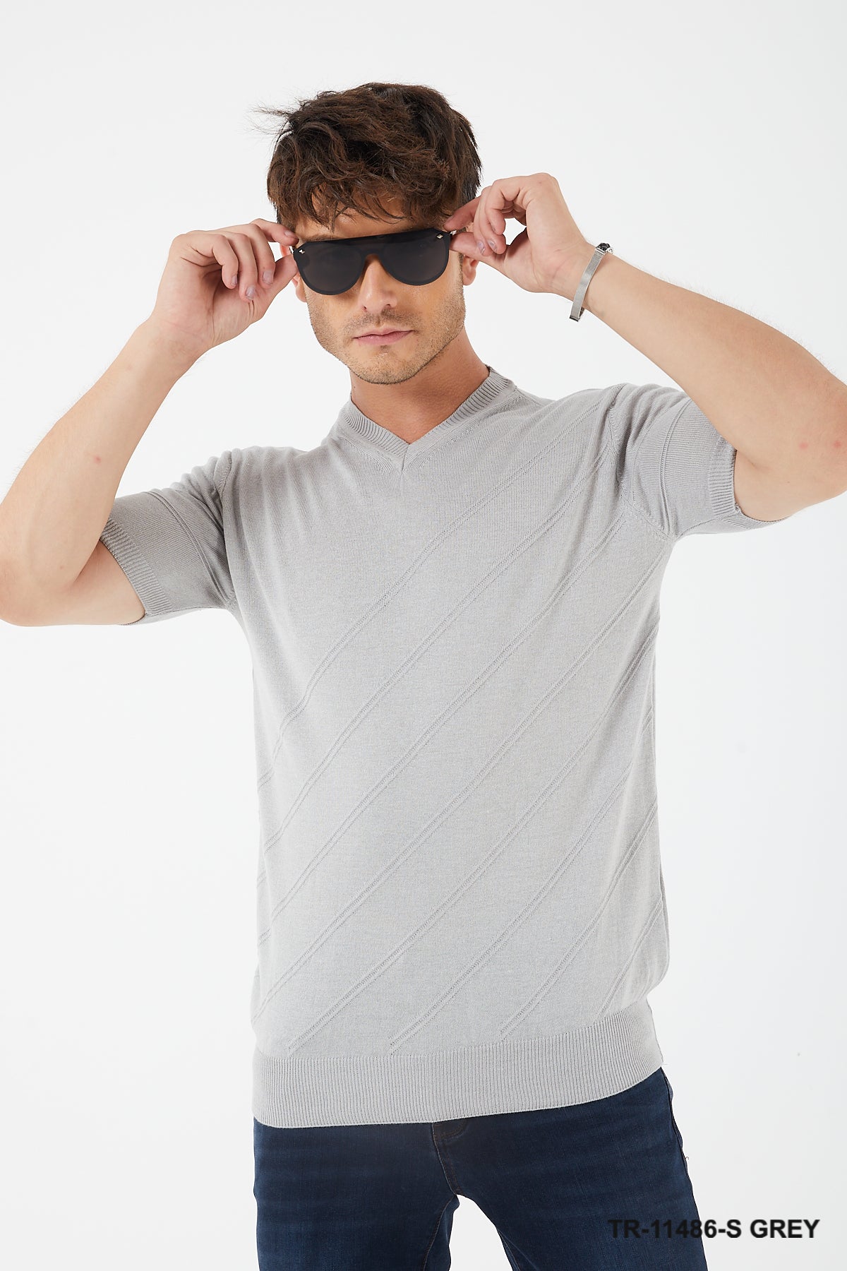 TR Premium - Textured Knit Henley T-Shirt TR-11486