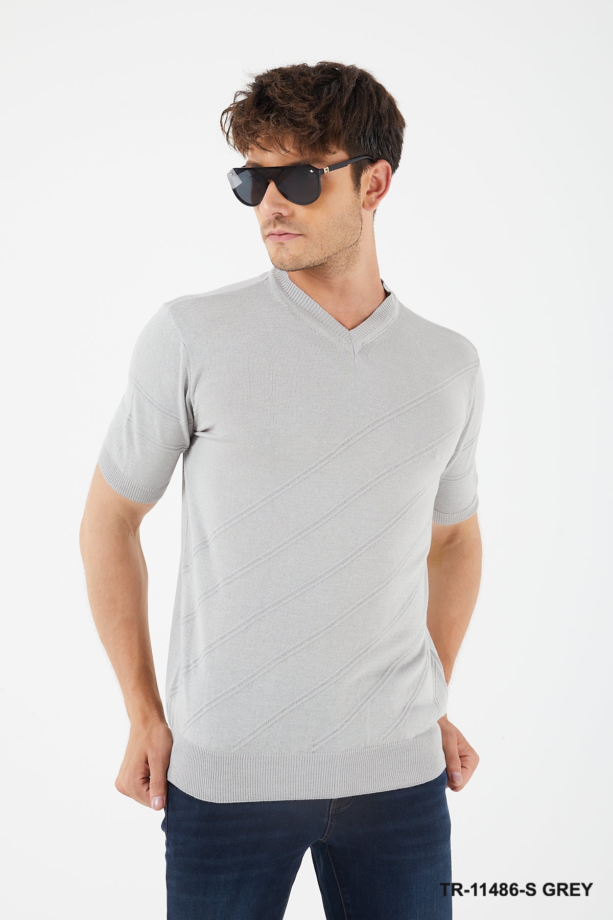 TR Premium - Textured Knit Henley T-Shirt TR-11486
