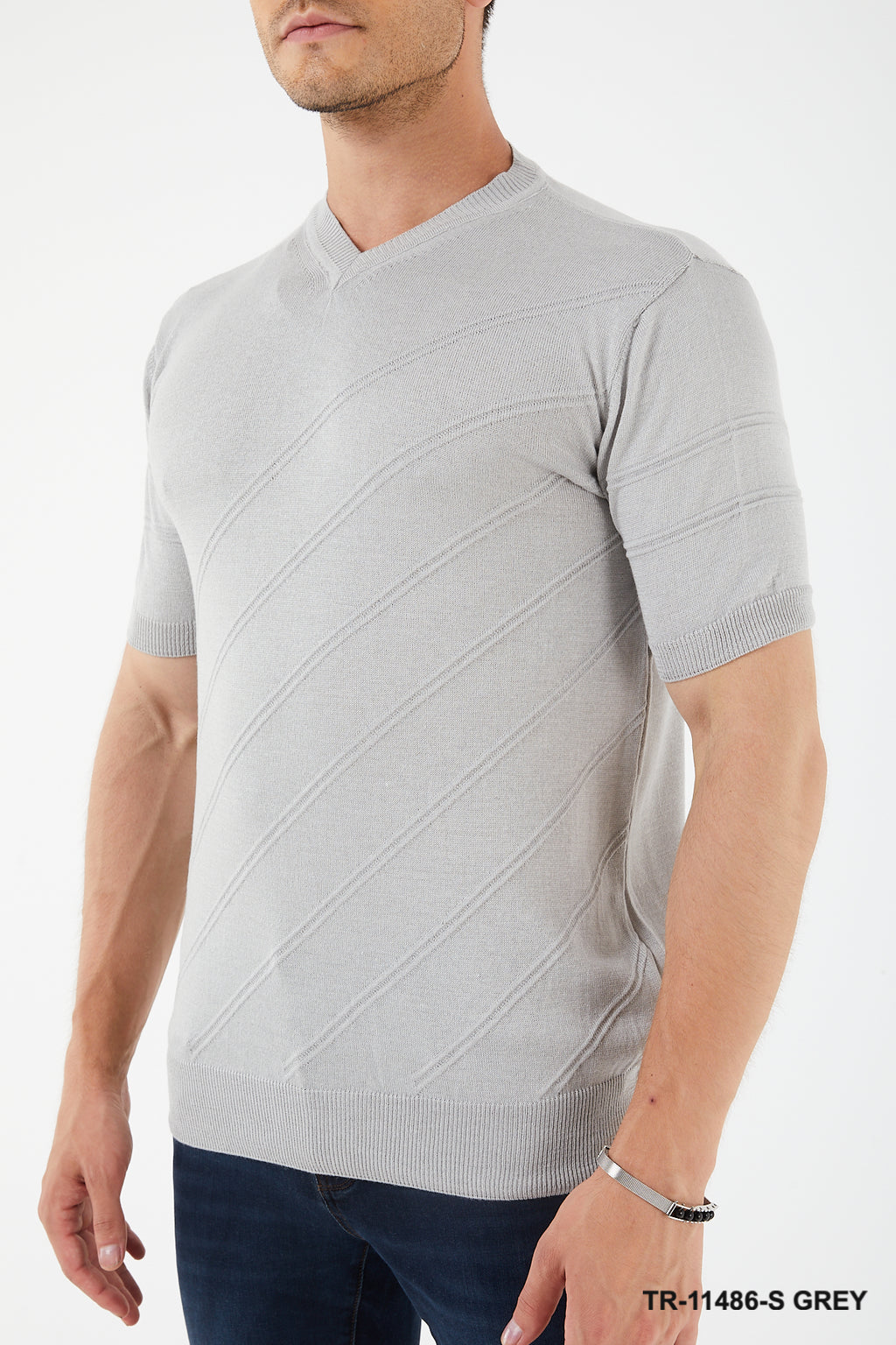 TR Premium - Textured Knit Henley T-Shirt TR-11486