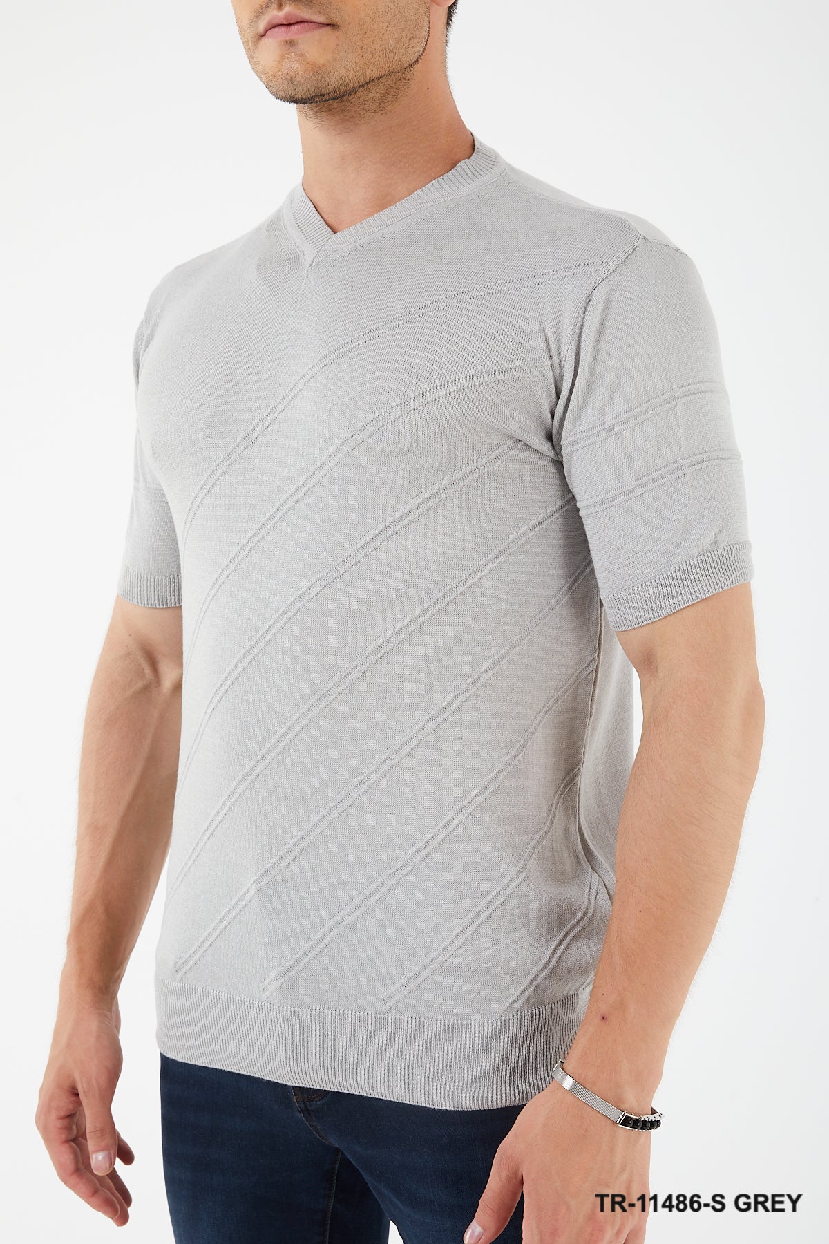 TR Premium - Textured Knit Henley T-Shirt TR-11486