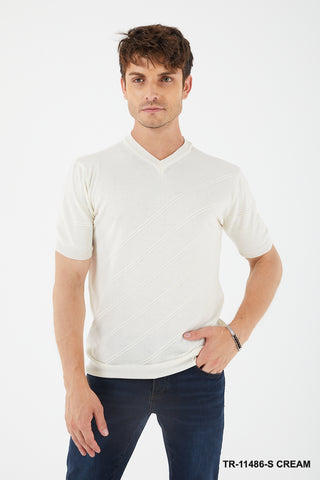 TR Premium - Textured Knit Henley T-Shirt TR-11486