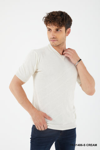 TR Premium - Textured Knit Henley T-Shirt TR-11486