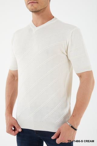 TR Premium - Textured Knit Henley T-Shirt TR-11486