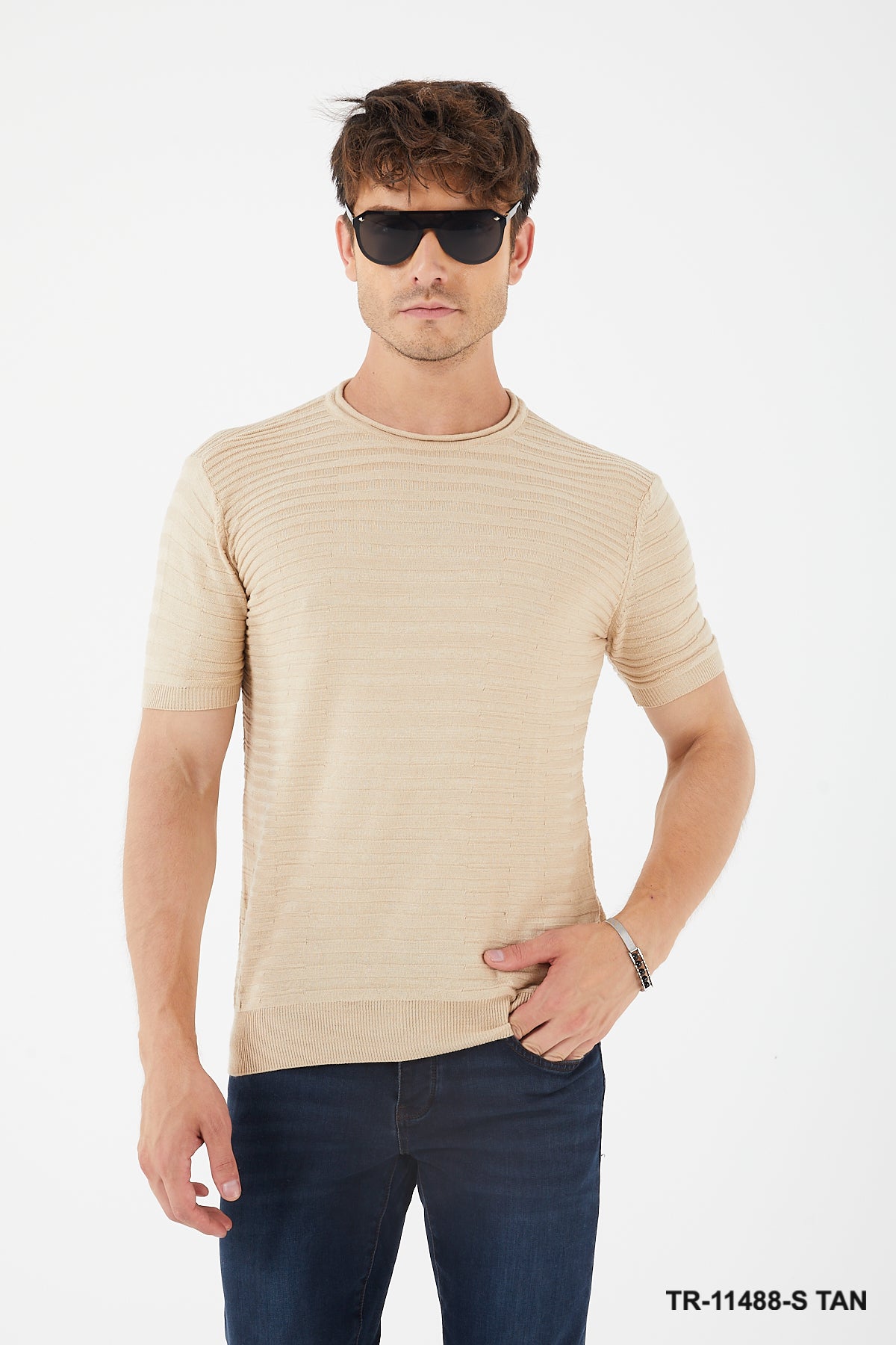 Textured Knit Crewneck T-Shirt TR-11488