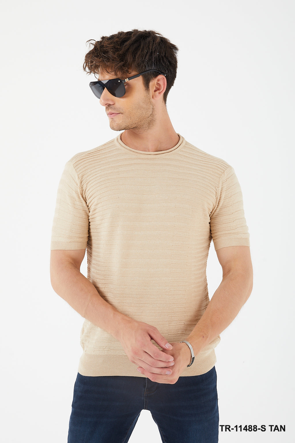 Textured Knit Crewneck T-Shirt TR-11488