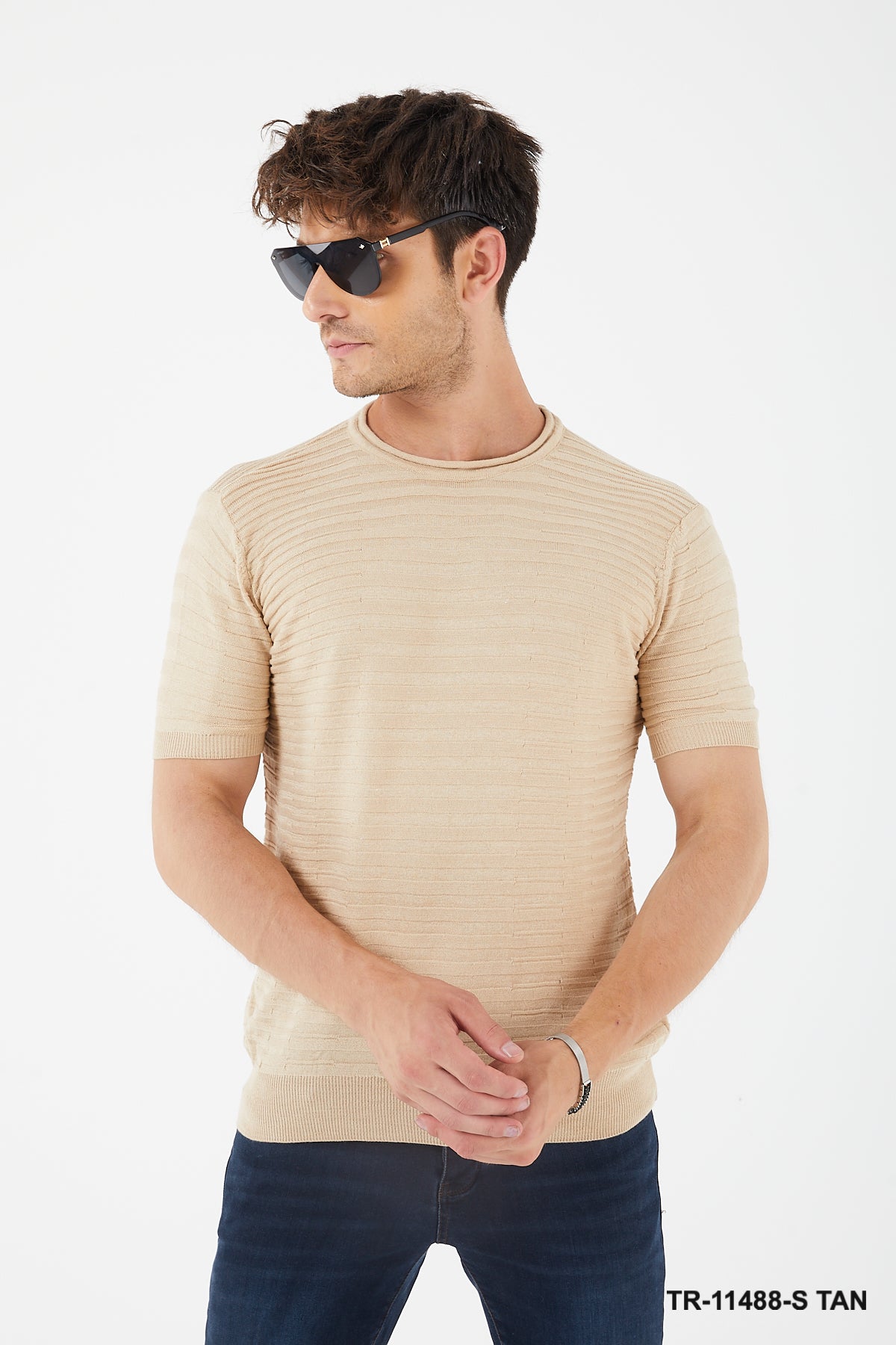 Textured Knit Crewneck T-Shirt TR-11488