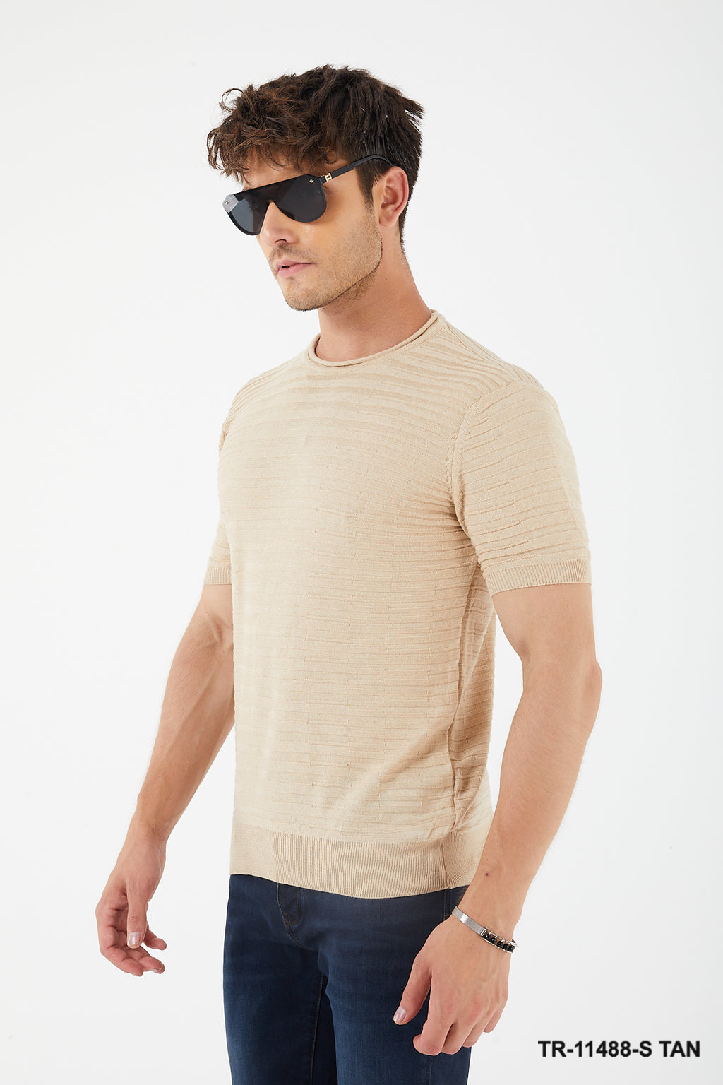 Textured Knit Crewneck T-Shirt TR-11488