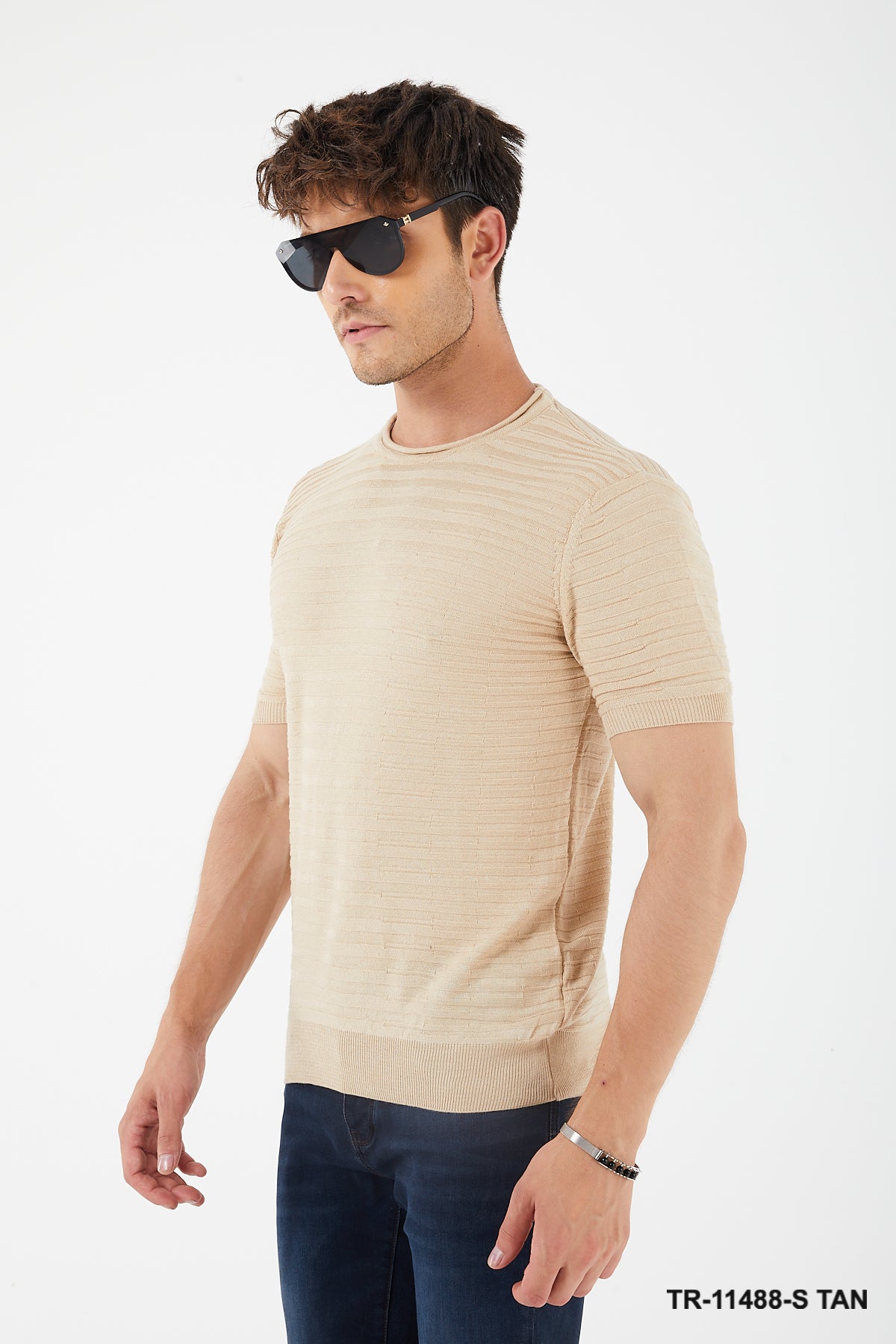 Textured Knit Crewneck T-Shirt TR-11488