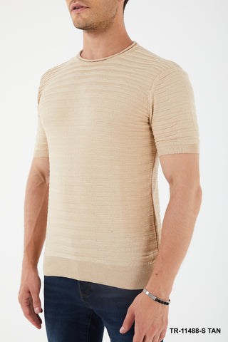 Textured Knit Crewneck T-Shirt TR-11488