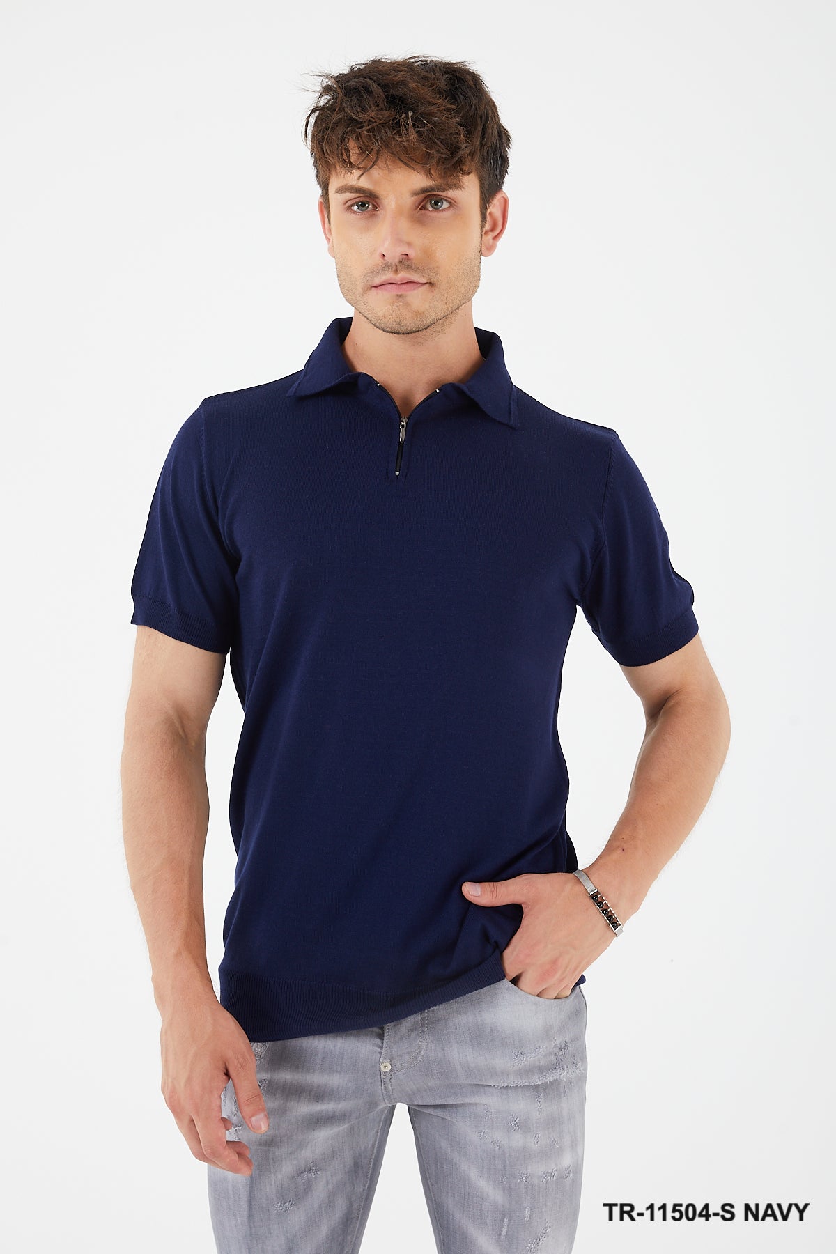 TR Premium Textured Knit Quarter-Zip Polo TR-11504