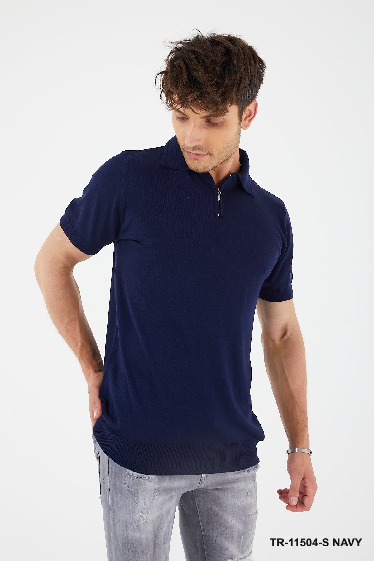 TR Premium Textured Knit Quarter-Zip Polo TR-11504