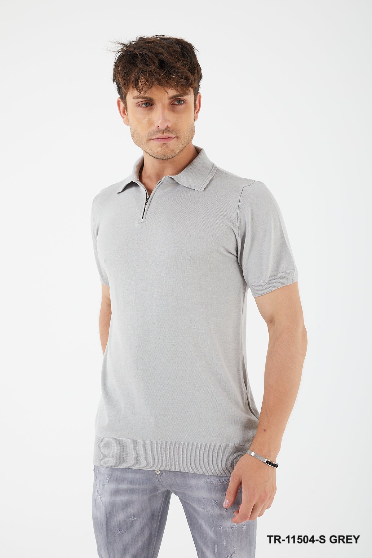 TR Premium Textured Knit Quarter-Zip Polo TR-11504