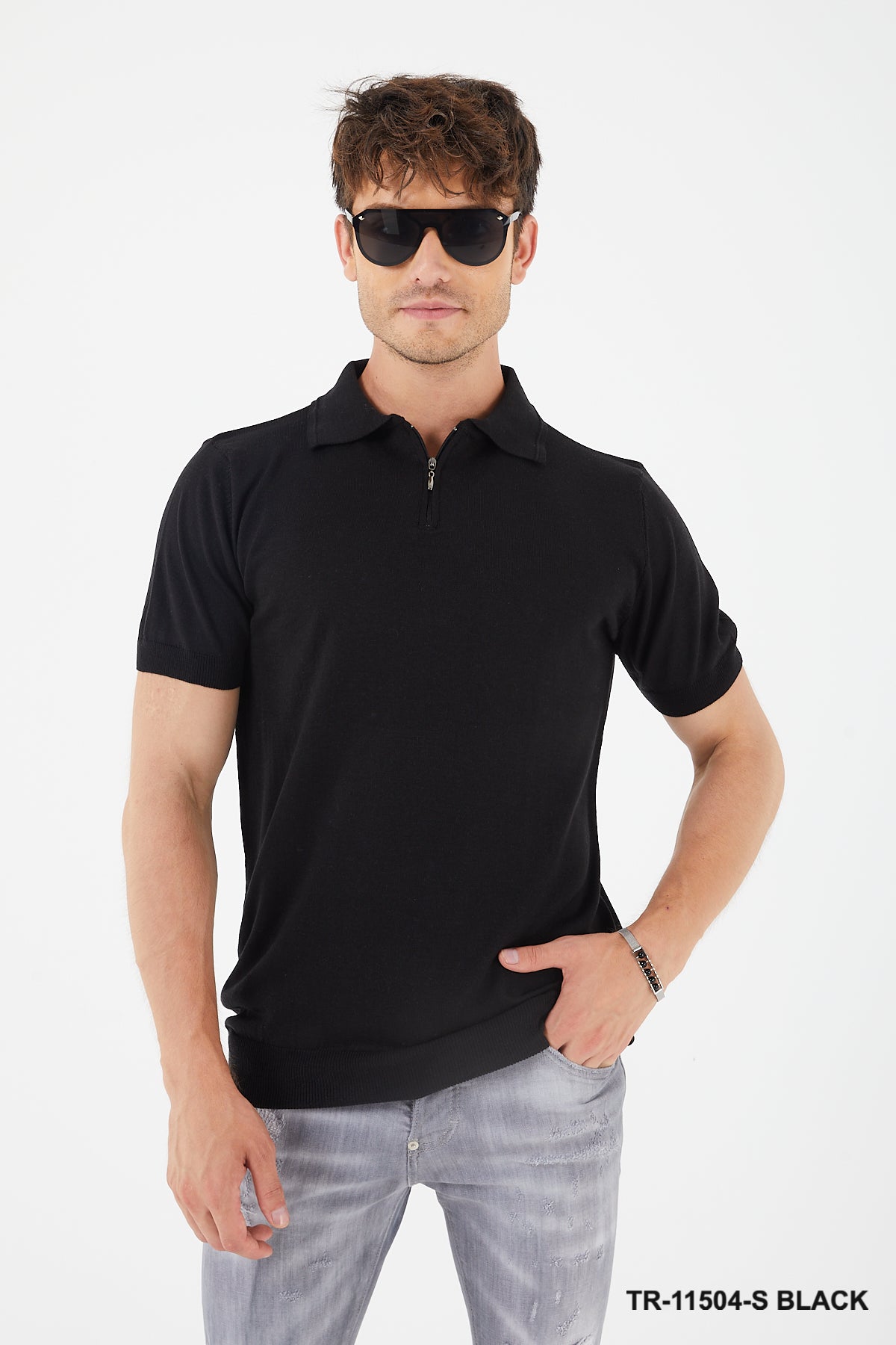 TR Premium Textured Knit Quarter-Zip Polo TR-11504