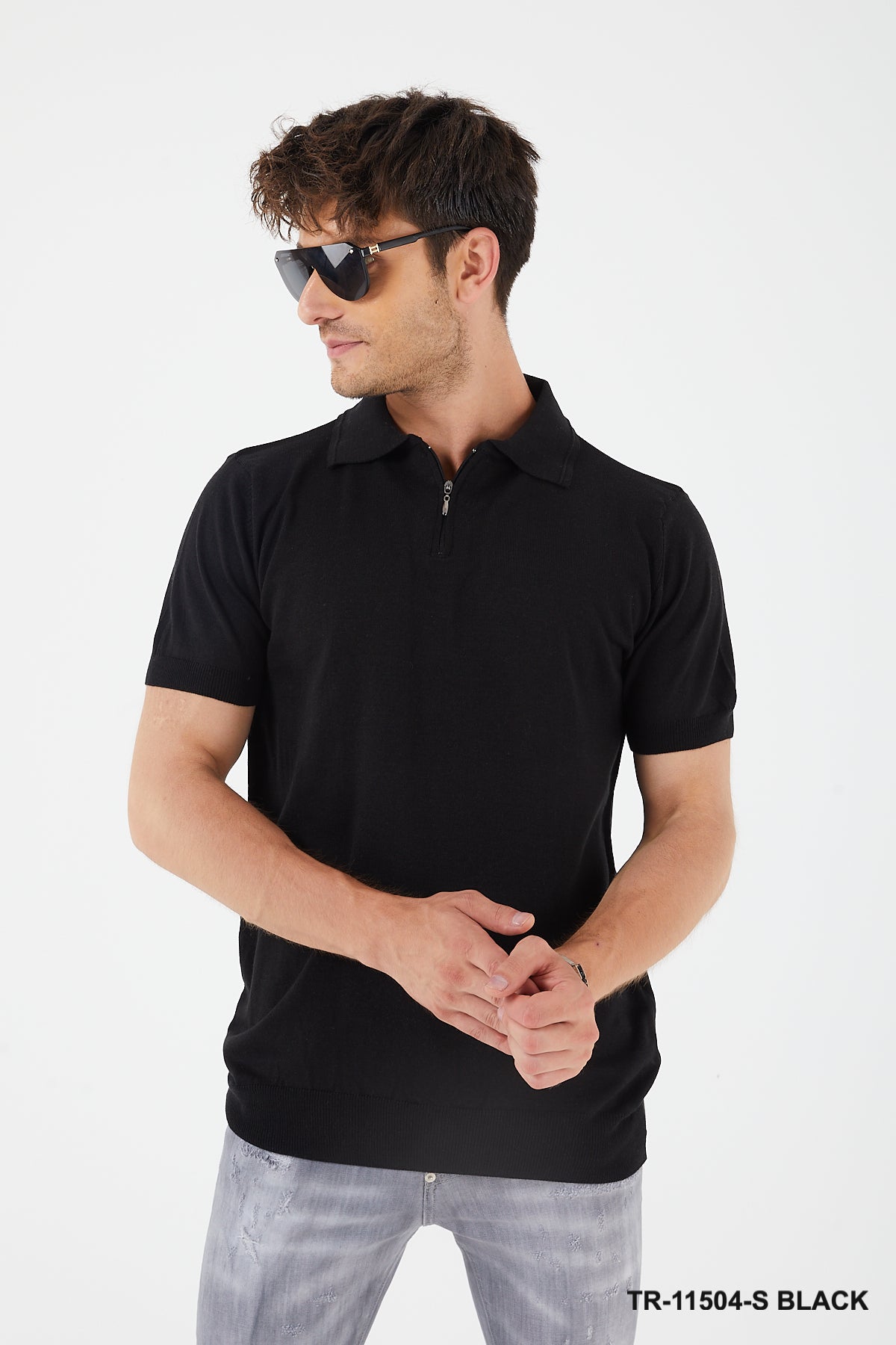 TR Premium Textured Knit Quarter-Zip Polo TR-11504