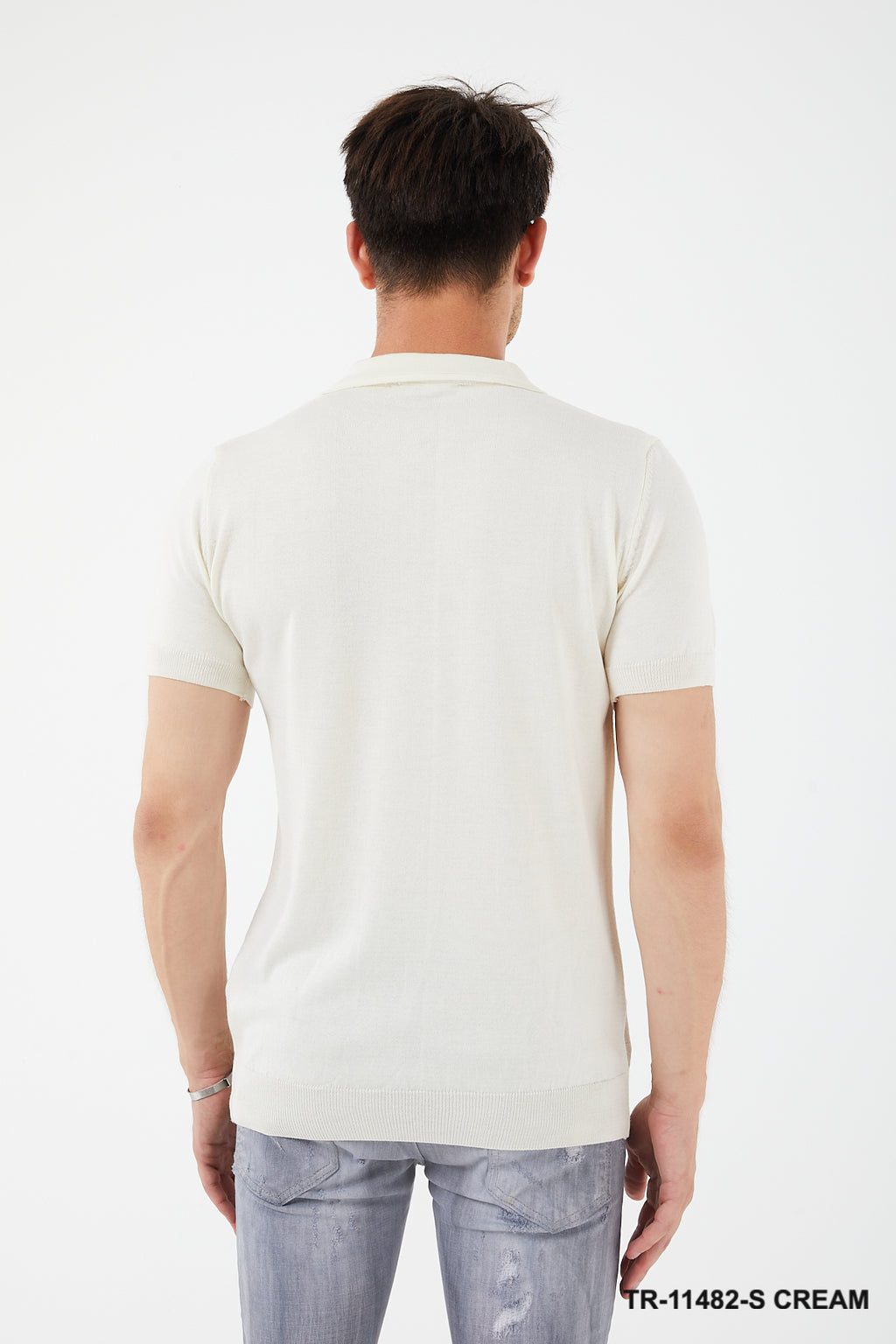 Short Sleeve Textured Knit Zip Polo TR-11482