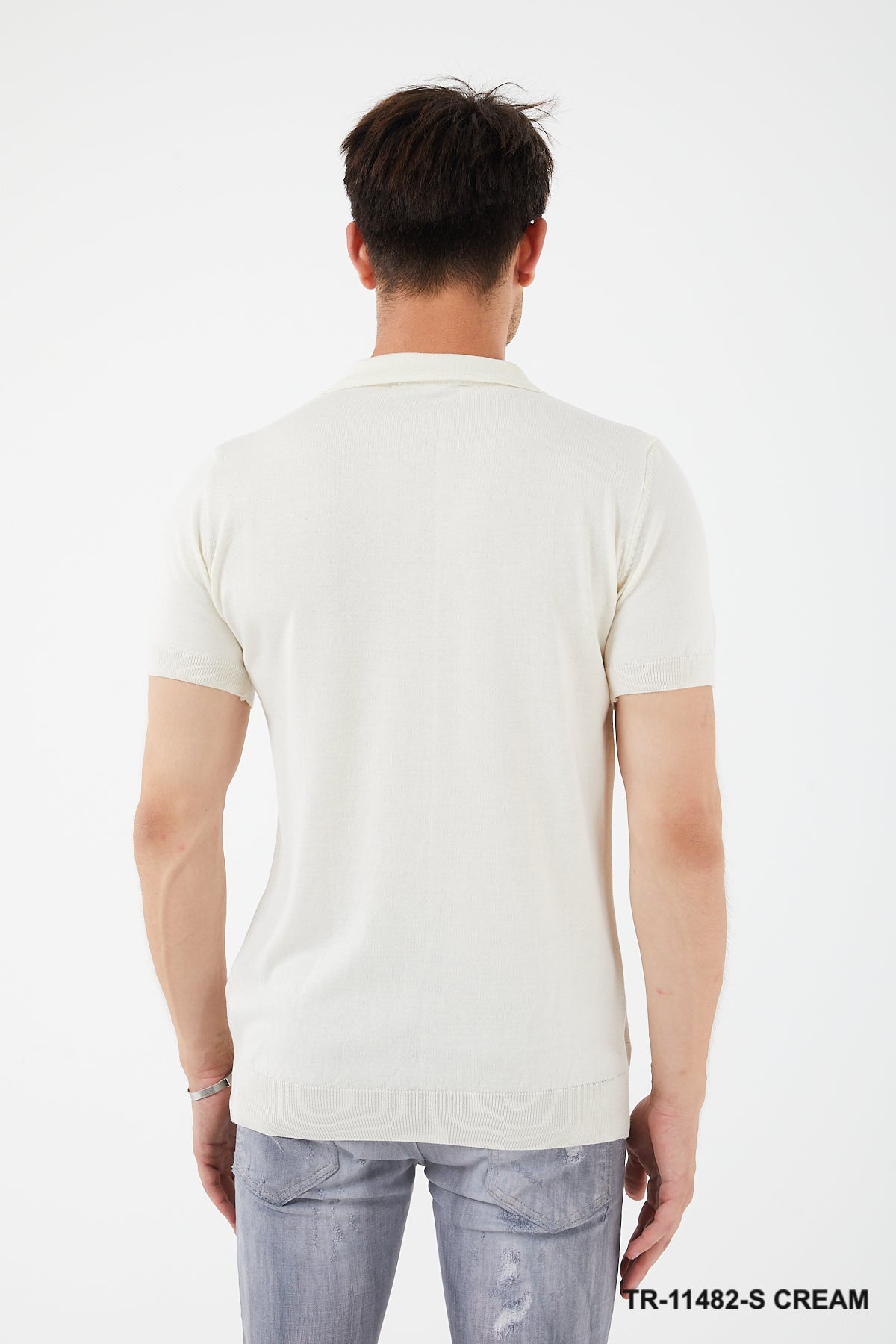 Short Sleeve Textured Knit Zip Polo TR-11482