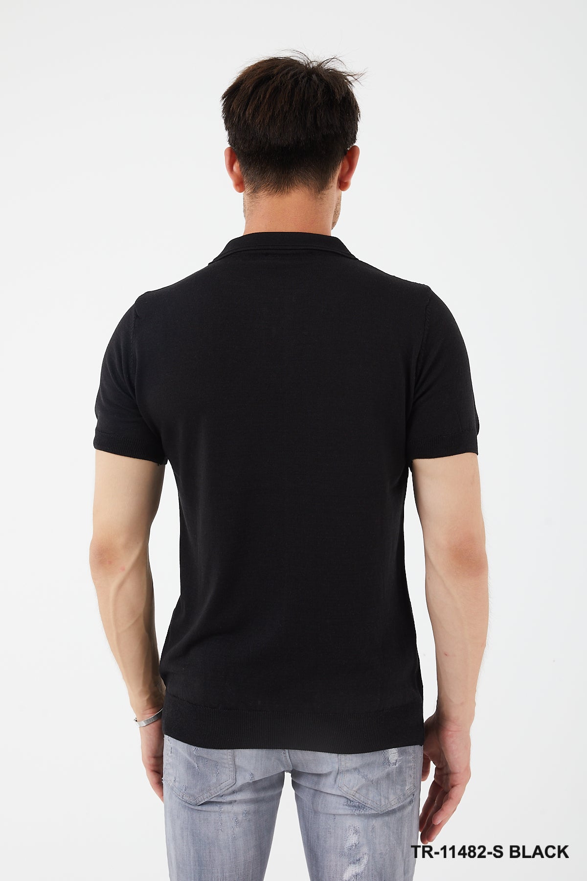 Short Sleeve Textured Knit Zip Polo TR-11482