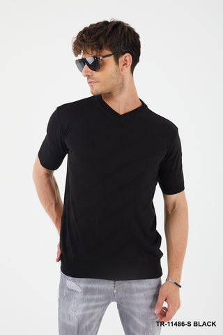 TR Premium - Textured Knit Henley T-Shirt TR-11486