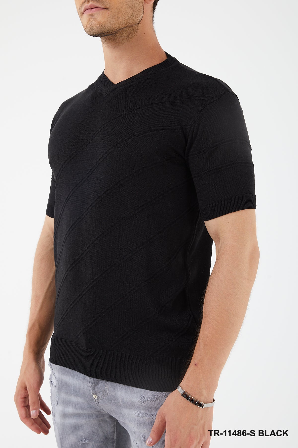 TR Premium - Textured Knit Henley T-Shirt TR-11486