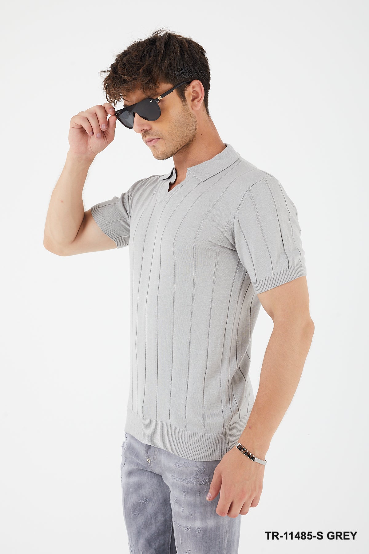 Textured Knit Short sleeve Slim Fit Polo Sweater TR-11485-S