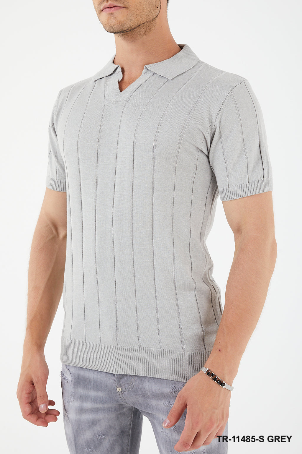 Textured Knit Short sleeve Slim Fit Polo Sweater TR-11485-S