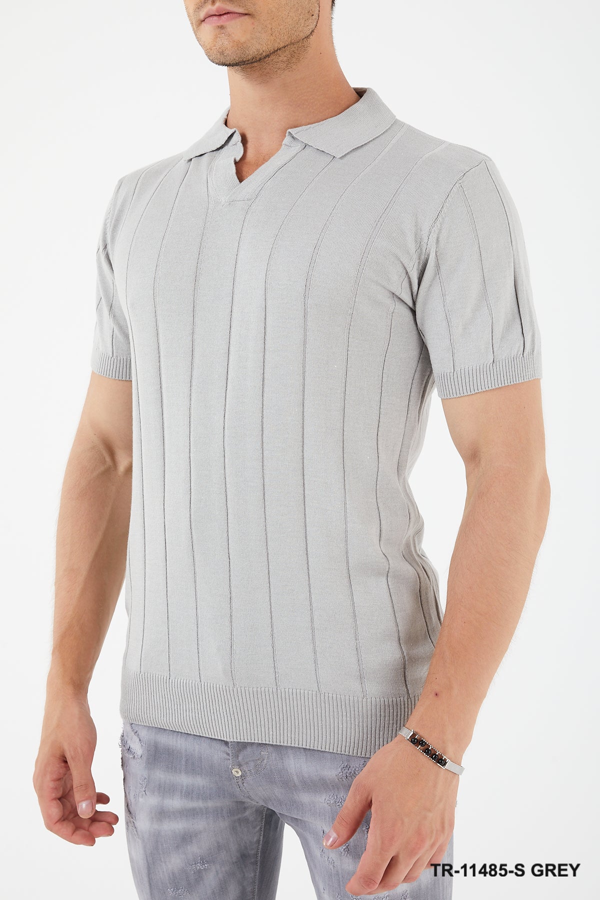 Textured Knit Short sleeve Slim Fit Polo Sweater TR-11485-S