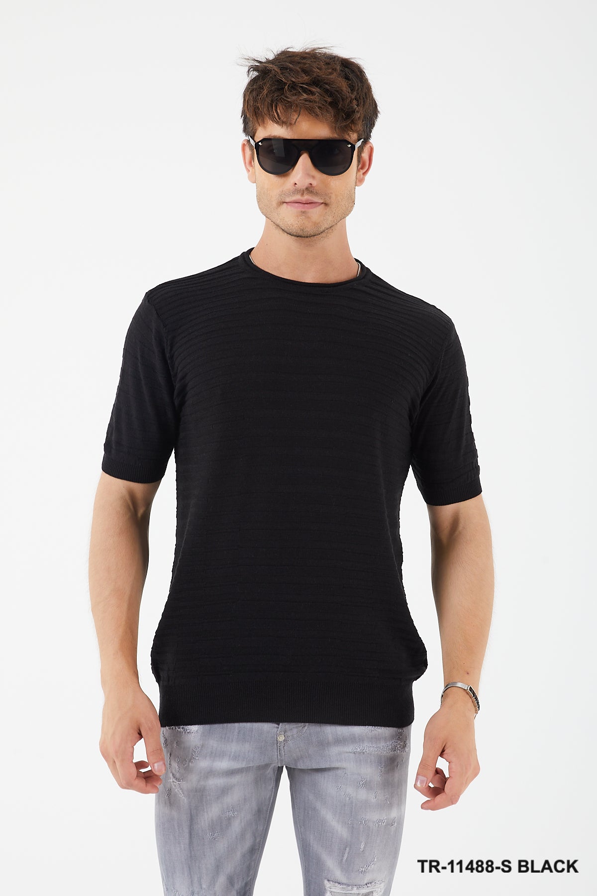 Textured Knit Crewneck T-Shirt TR-11488