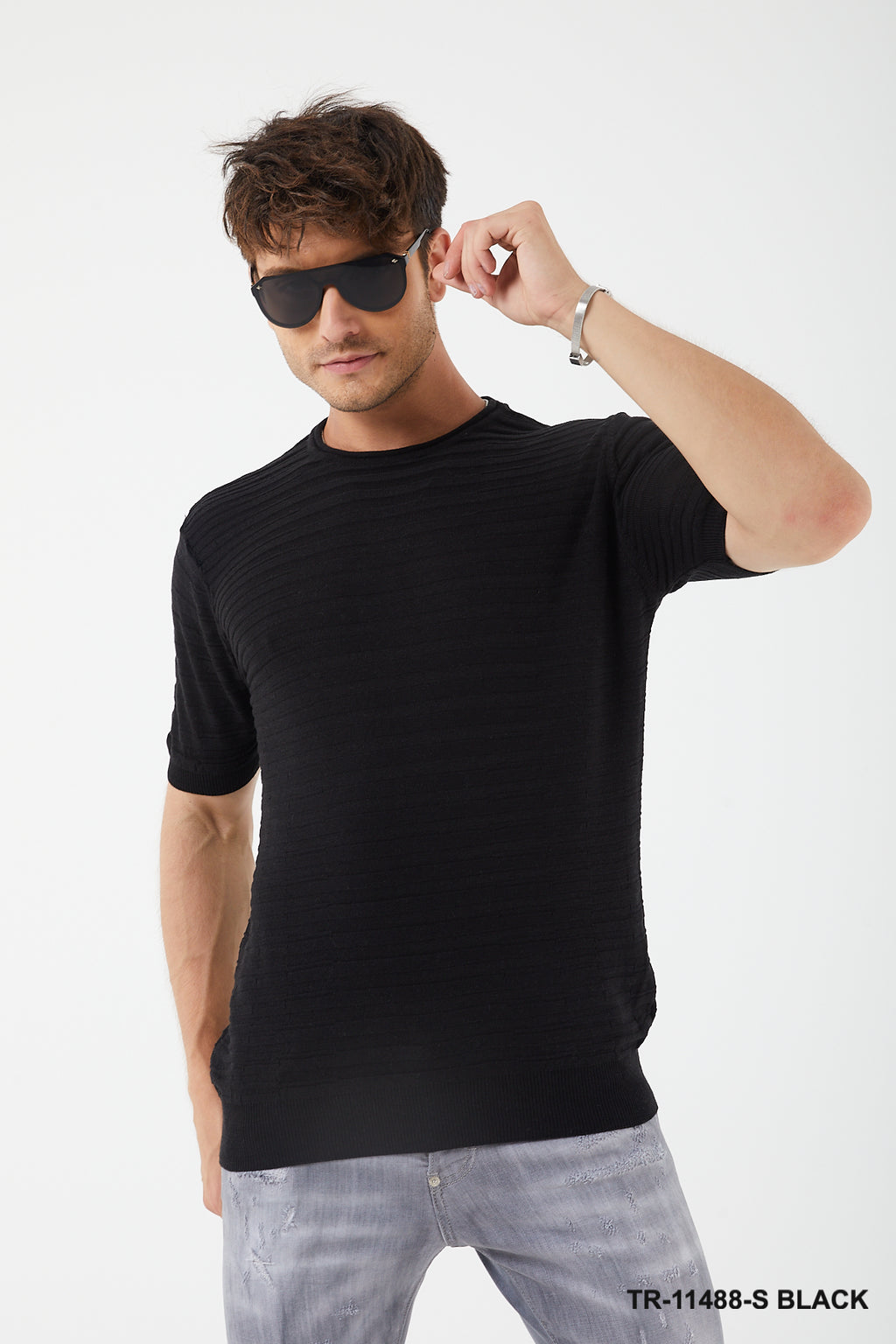 Textured Knit Crewneck T-Shirt TR-11488