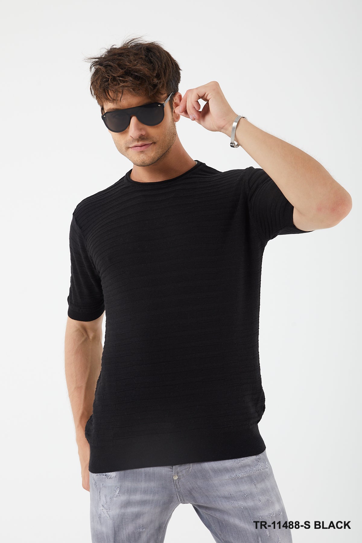 Textured Knit Crewneck T-Shirt TR-11488