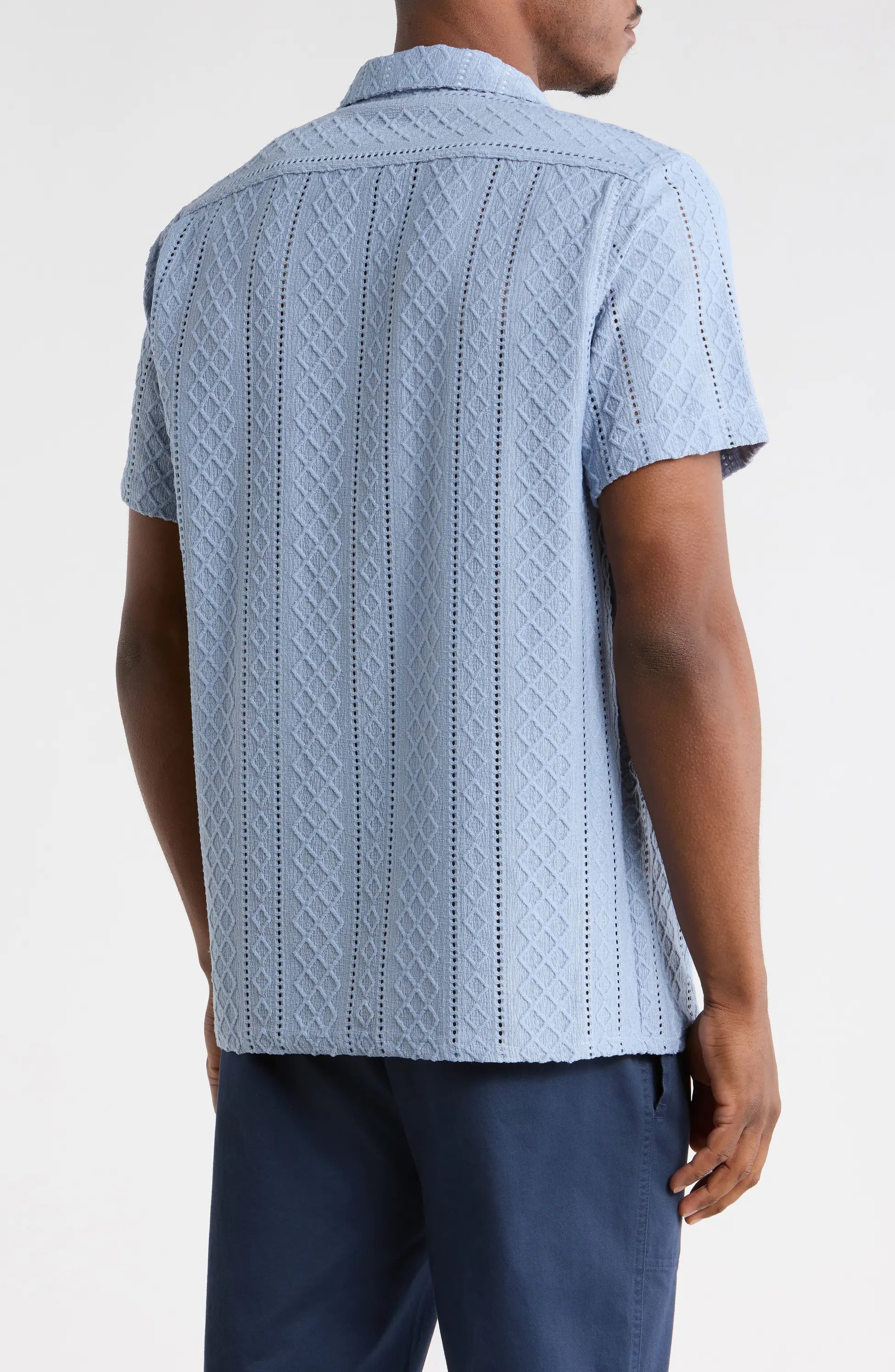 TRSH-3008-Modern Fit Textured Camp Shirt