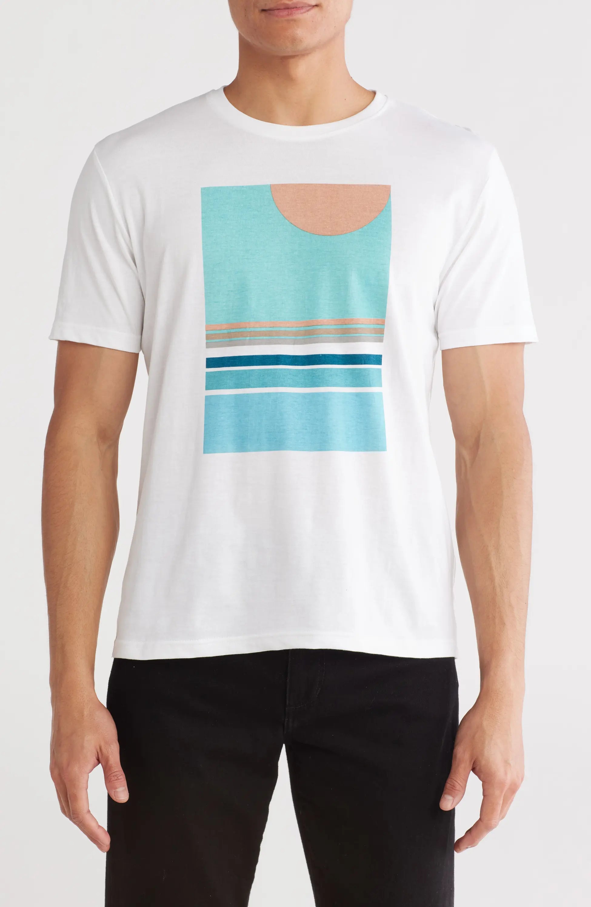 TRT-358 Flat Abstract Stretch Cotton Graphic T-Shirt