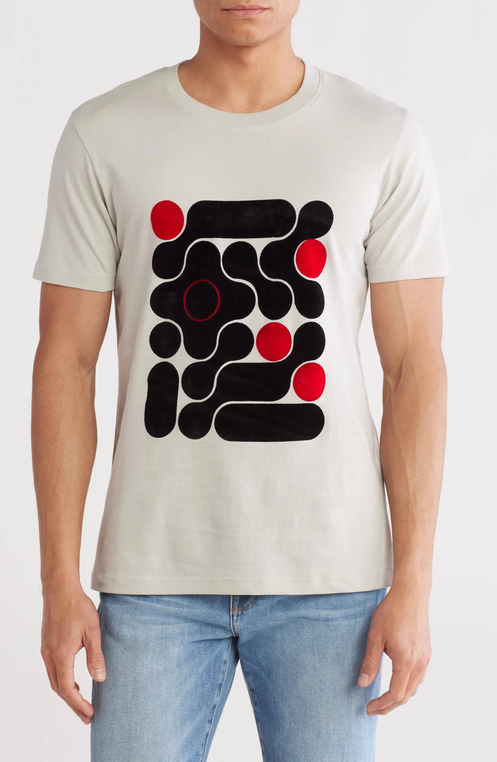 TRT-364 Flat Abstract Stretch Cotton Graphic T-Shirt