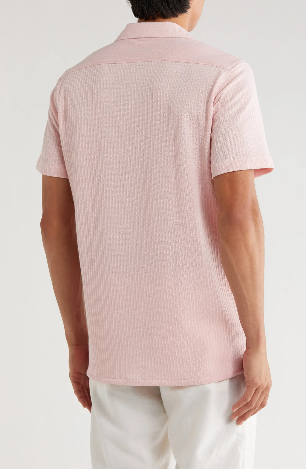 TRSH-214 Stripe Textured Short Sleeve Camp Shirt