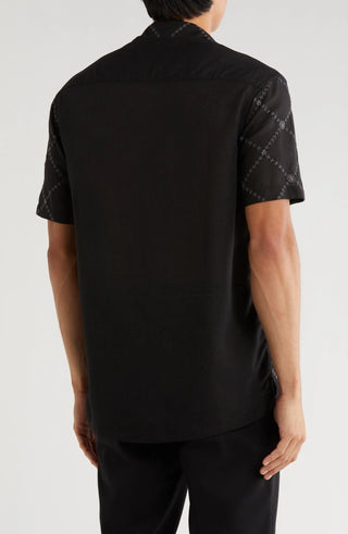 TRS-7005 Floral Diamond Embroidered Camp Shirt