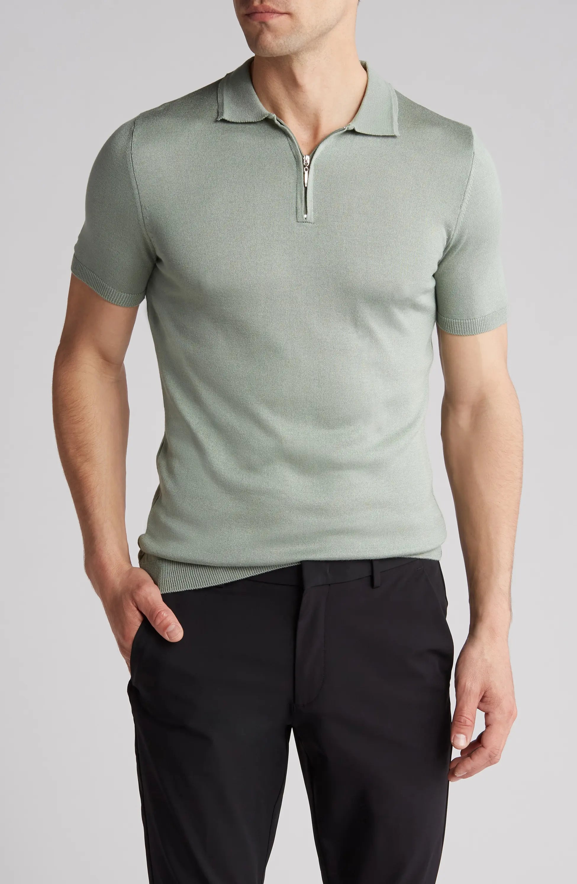 TR Premium Textured Knit Quarter-Zip Polo TR-11504